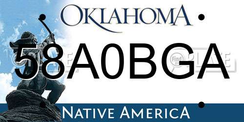 58A0BGA Oklahoma License Plate