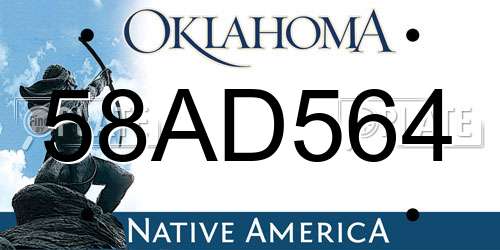 58AD564 Oklahoma License Plate