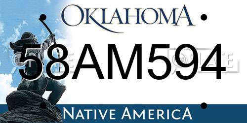 58AM594 Oklahoma License Plate