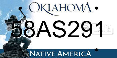 58AS291 Oklahoma License Plate