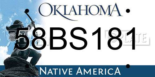 58BS181 Oklahoma License Plate