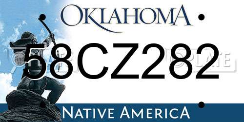 58CZ282 Oklahoma License Plate