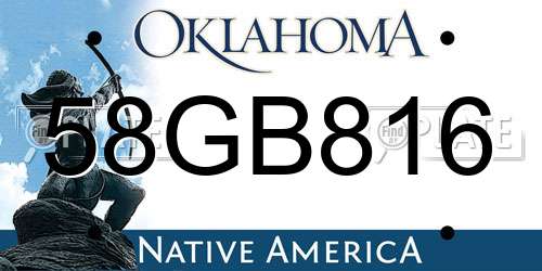 58GB816 Oklahoma License Plate