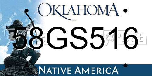 58GS516 Oklahoma License Plate