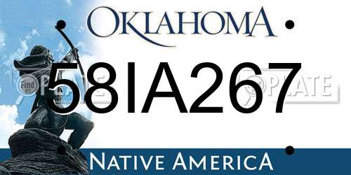 58IA267 Oklahoma License Plate