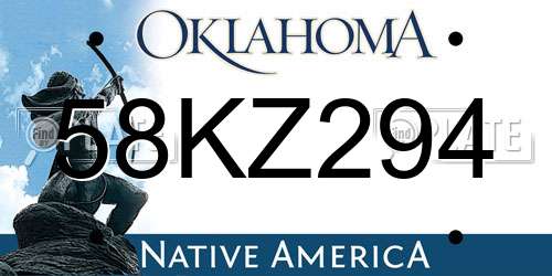 58KZ294 Oklahoma License Plate