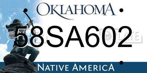 58SA602 Oklahoma License Plate
