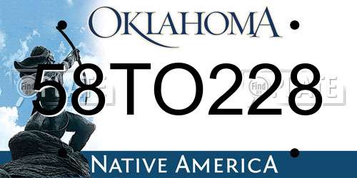 58TO228 Oklahoma License Plate