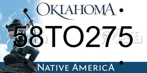 58TO275 Oklahoma License Plate