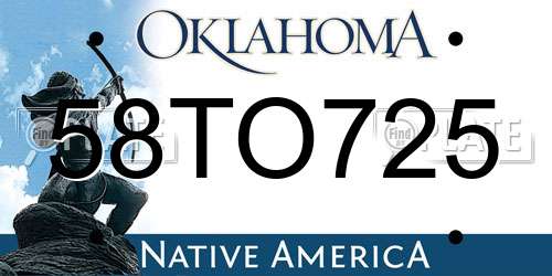 58TO725 Oklahoma License Plate