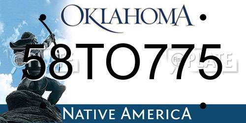 58TO775 Oklahoma License Plate