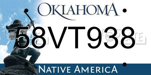 58VT938 Oklahoma License Plate