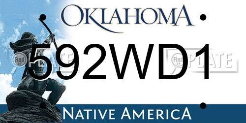 592WD1 Oklahoma License Plate