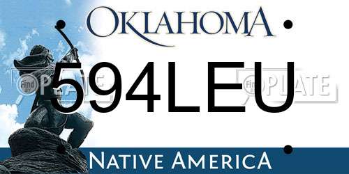 594LEU Oklahoma License Plate