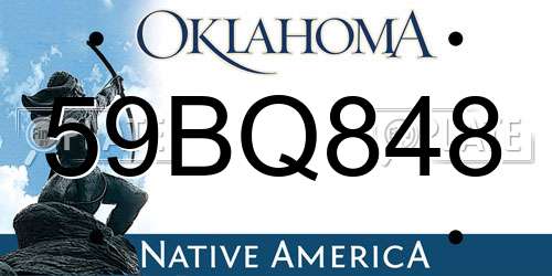 59BQ848 Oklahoma License Plate