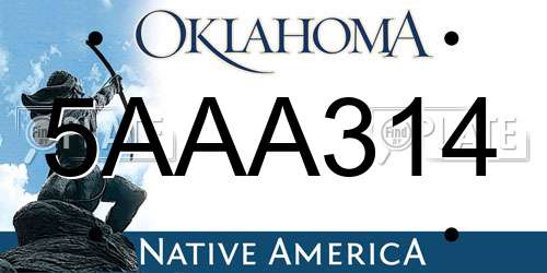 5AAA314 Oklahoma License Plate