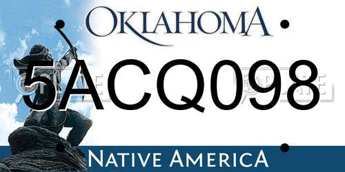 5ACQ098 Oklahoma License Plate