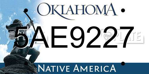 5AE9227 Oklahoma License Plate