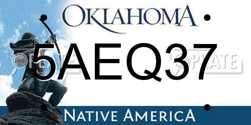 5AEQ37 Oklahoma License Plate