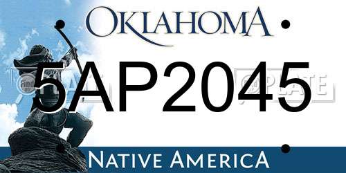 5AP2045 Oklahoma License Plate