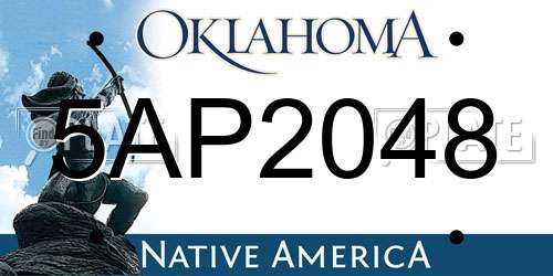 5AP2048 Oklahoma License Plate
