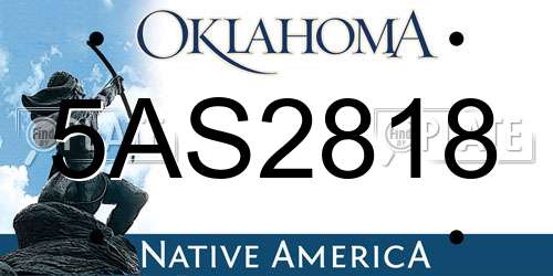 5AS2818 Oklahoma License Plate