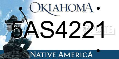 5AS4221 Oklahoma License Plate