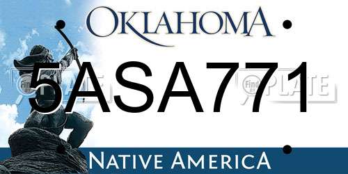 5ASA771 Oklahoma License Plate