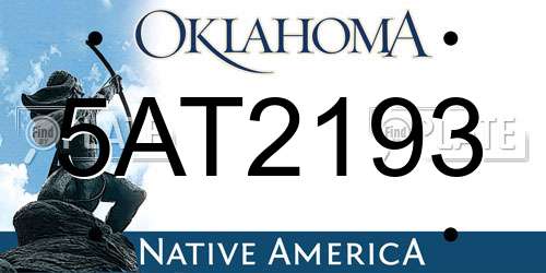 5AT2193 Oklahoma License Plate