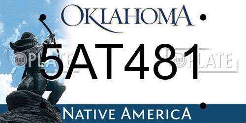 5AT481 Oklahoma License Plate