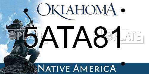 5ATA81 Oklahoma License Plate