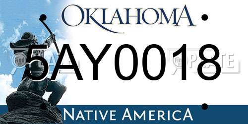 5AY0018 Oklahoma License Plate