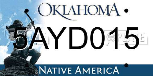 5AYD015 Oklahoma License Plate