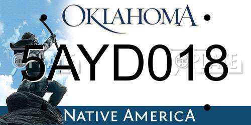 5AYD018 Oklahoma License Plate