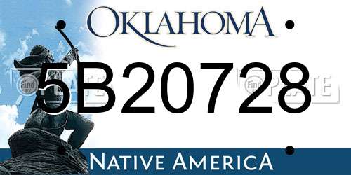 5B20728 Oklahoma License Plate