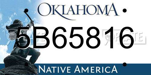 5B65816 Oklahoma License Plate