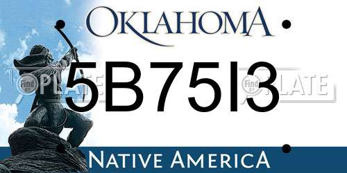 5B75I3 Oklahoma License Plate