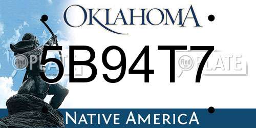 5B94T7 Oklahoma License Plate