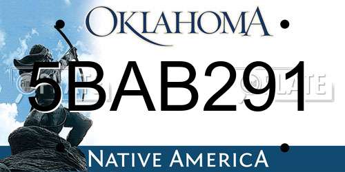 5BAB291 Oklahoma License Plate