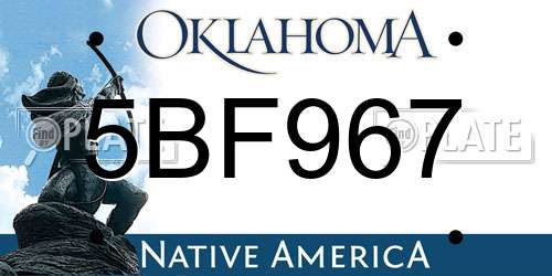 5BF967 Oklahoma License Plate
