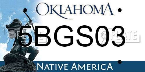 5BGS03 Oklahoma License Plate