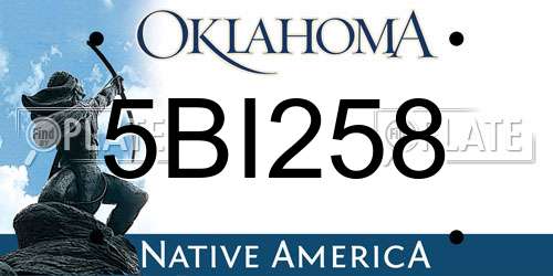 5BI258 Oklahoma License Plate
