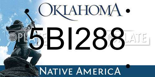 5BI288 Oklahoma License Plate