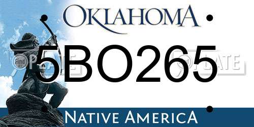 5BO265 Oklahoma License Plate
