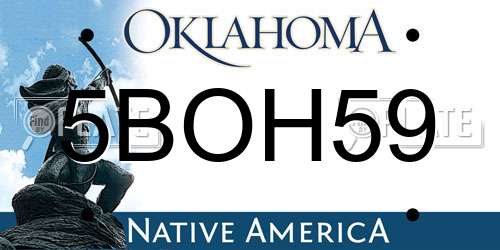 5BOH59 Oklahoma License Plate