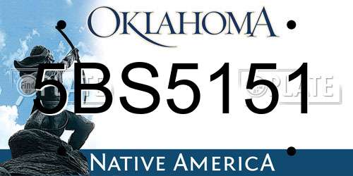 5BS5151 Oklahoma License Plate