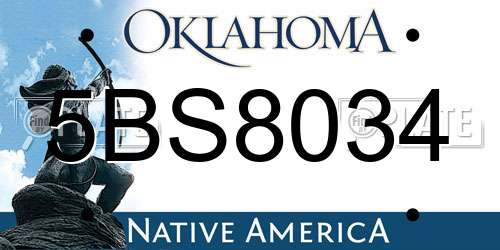 5BS8034 Oklahoma License Plate