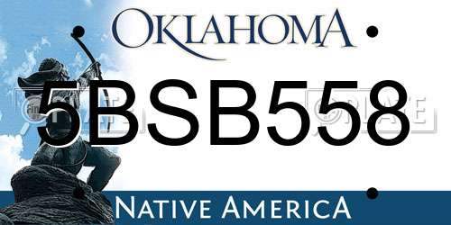 5BSB558 Oklahoma License Plate