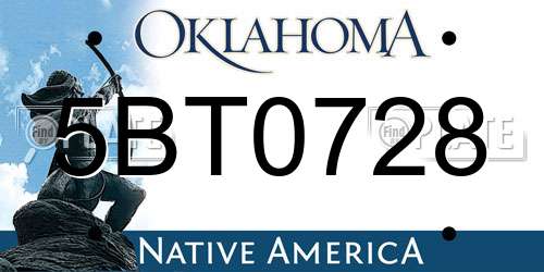 5BT0728 Oklahoma License Plate