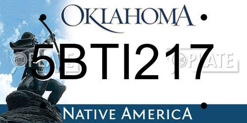 5BTI217 Oklahoma License Plate